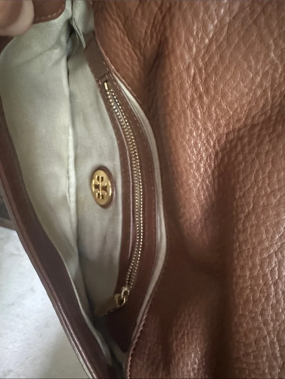 Tory Burch Brown Leather Crossbody with Gold Chain Strap